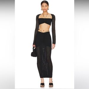 NBD Kai Knit Midi Skirt in Black | Size Small (Brand New w/ Tags)